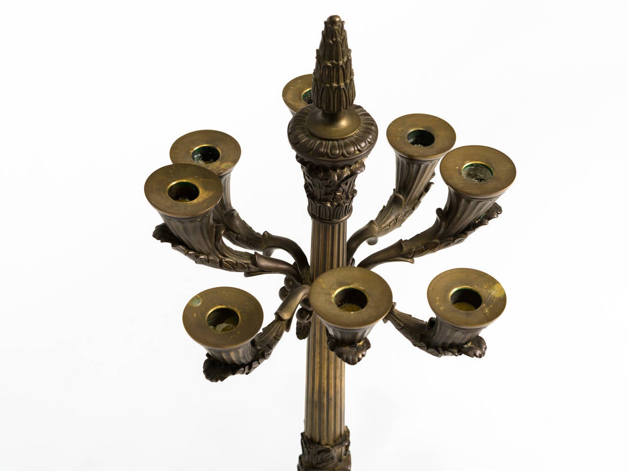 Pair of French Bronze and Marble Large Candelabra In Good Condition In Tarrytown, NY