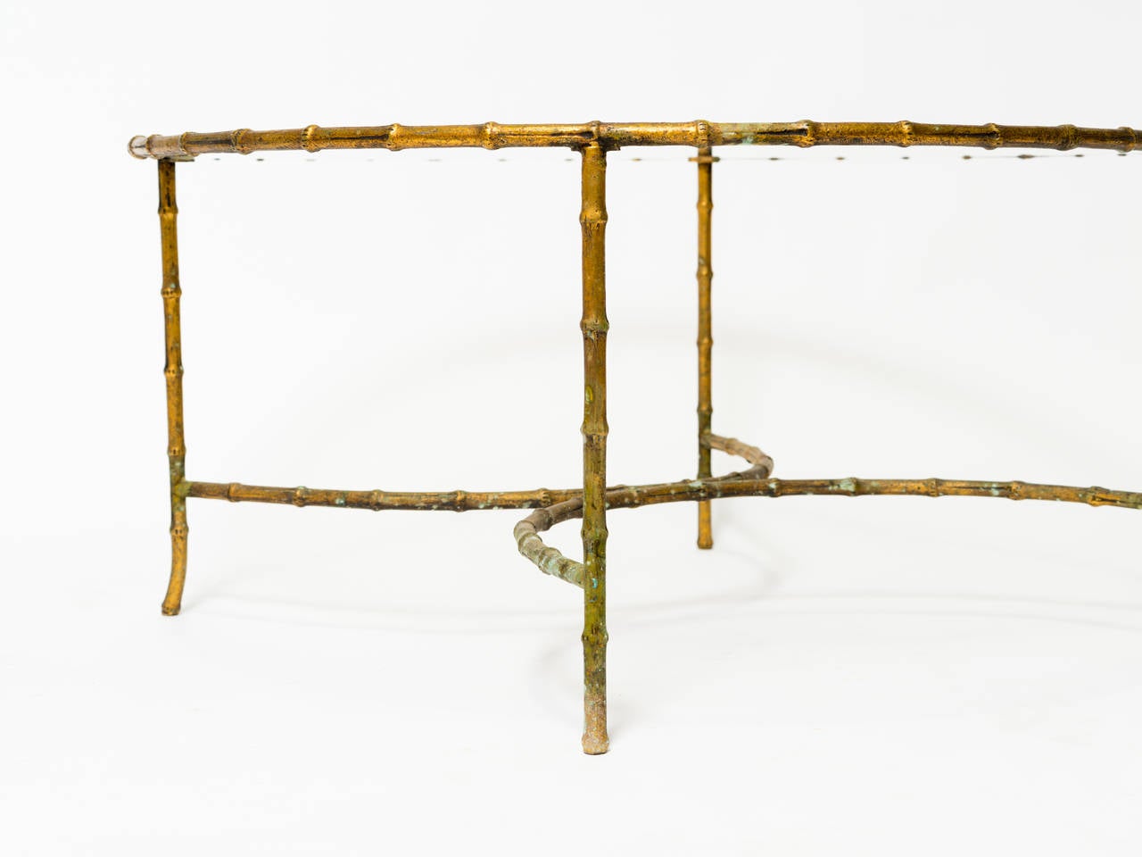 Italian gilt iron faux bamboo coffee table.