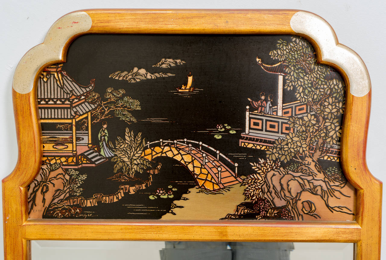 Chippendale chinois Miroir mural de style asiatique par La Barge en vente