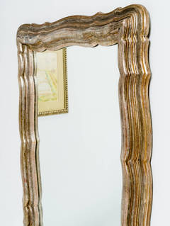 Italian Silver Leaf Scalloped Wood Mirror