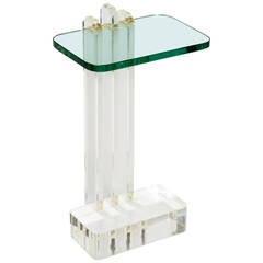 Modern Lucite and Glass Side Table