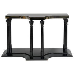 Hollywood Regency Style Smoked Mirror and Wood Console