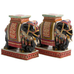 Retro Pair of Elephant Garden Seats or Side Tables