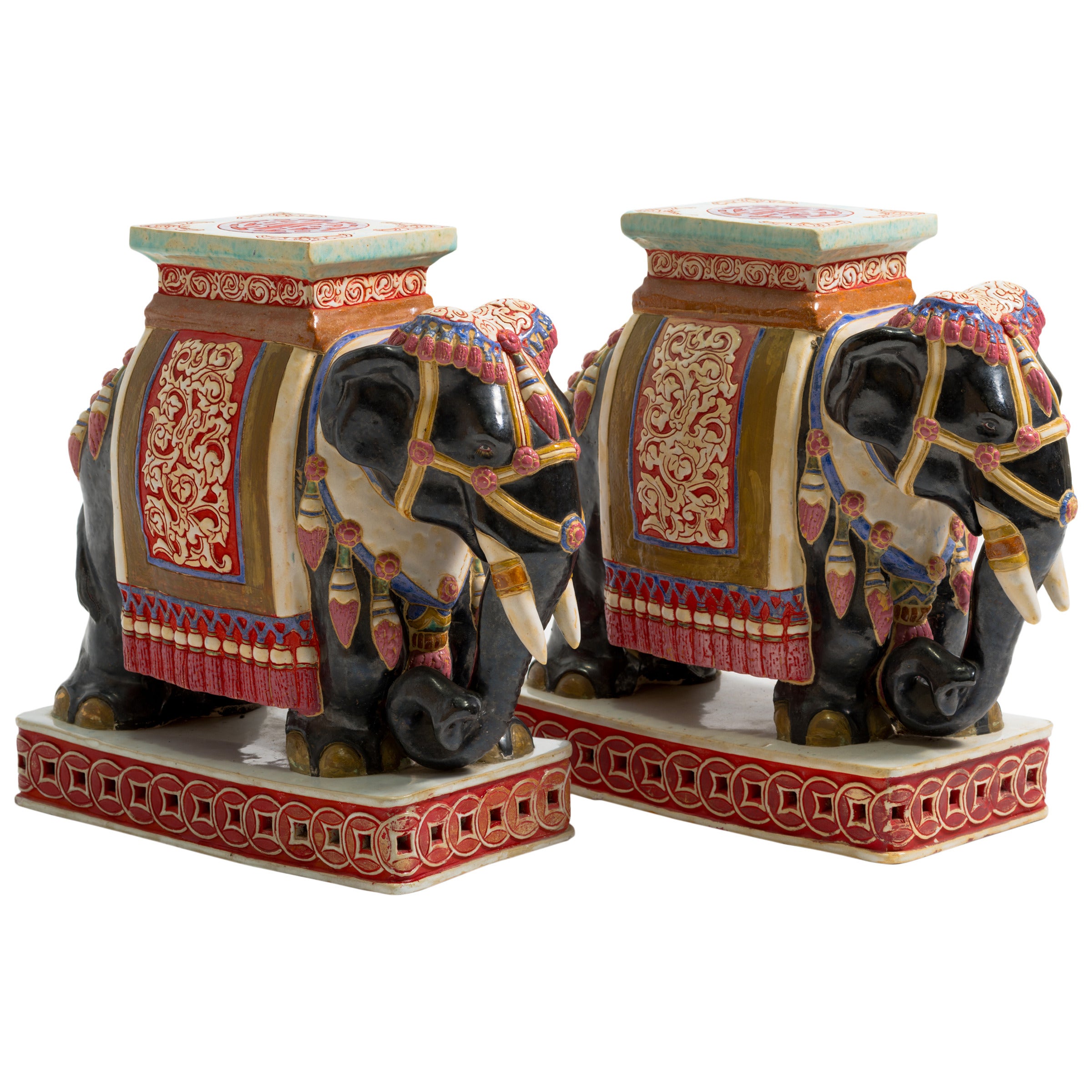 Pair of Elephant Garden Seats or Side Tables