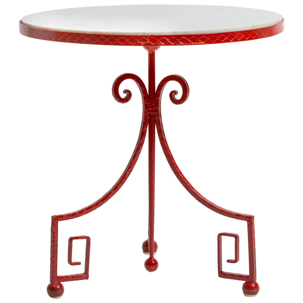 Iron and MarbleTop Greek Key Table For Sale at 1stdibs