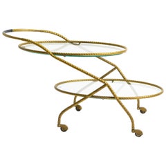 French Brass Rope Bar Cart