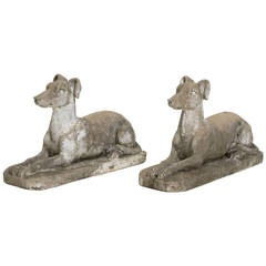 Pair of Cement dogs