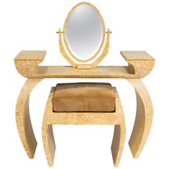 R & Y Augousti Bone Vanity Table and Bench