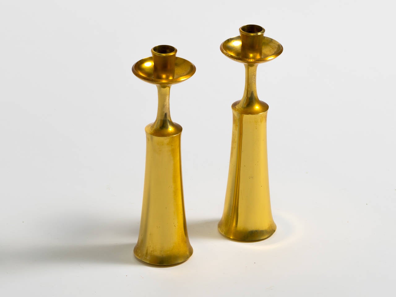 Pair of Brass Candlesticks by Jens Quistgaard for Dansk In Good Condition In Tarrytown, NY