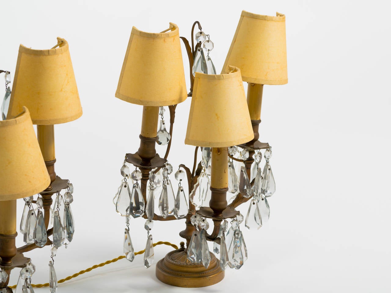 Pair of French Bronze and Crystal Candelabra Lamps 2