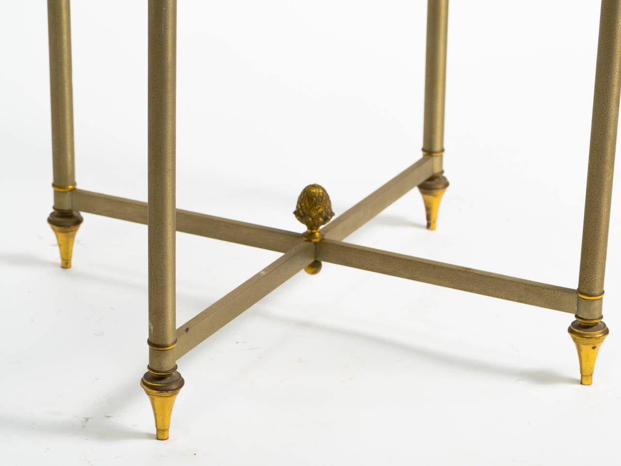 Late 20th Century Maison Jansen Style Iron and Brass Side Table