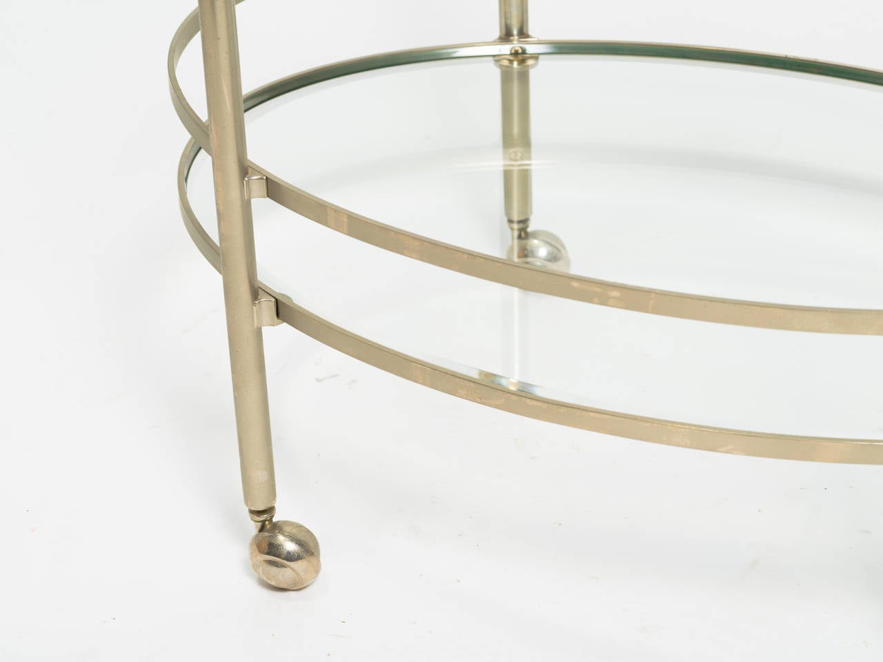 Late 20th Century Midcentury Nickel Plated Serving Cart