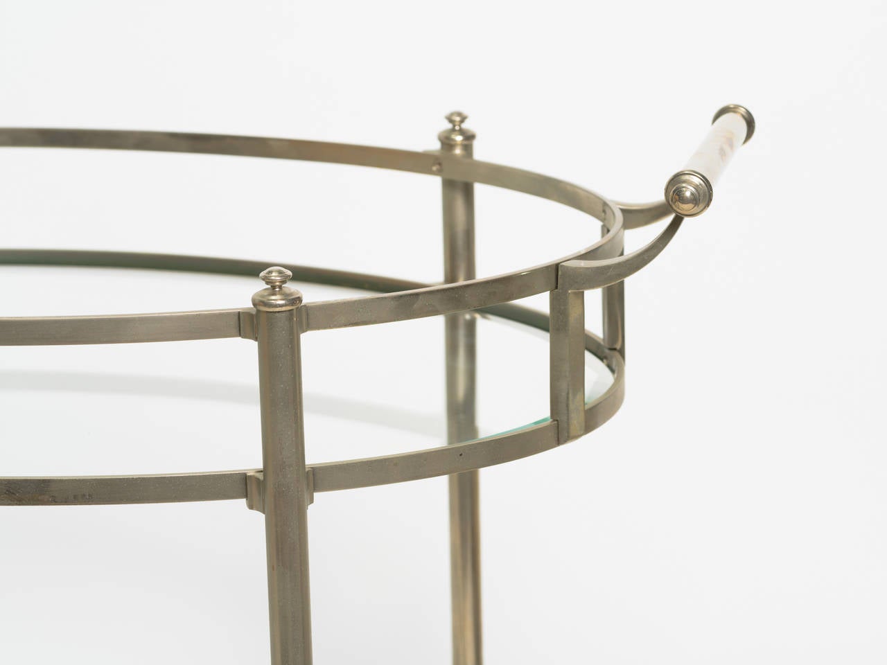 Glass Midcentury Nickel Plated Serving Cart