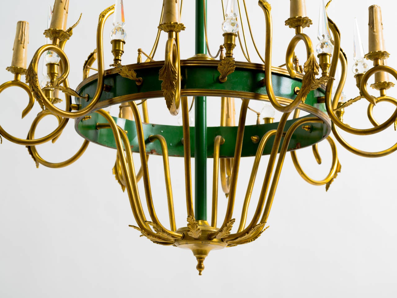French Empire Ten-Light Chandelier In Good Condition In Tarrytown, NY