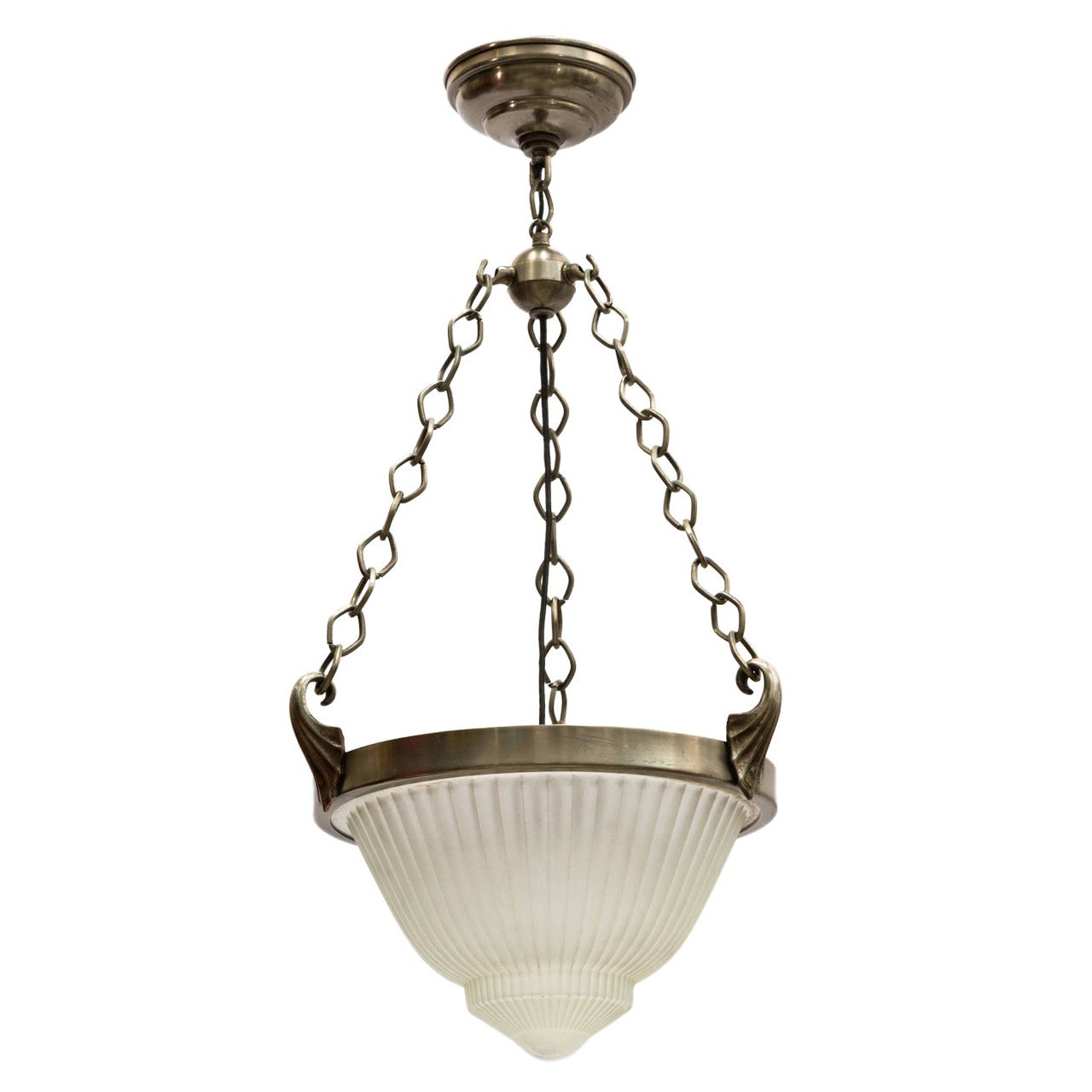 Art Deco Style  Molded Glass Hanging Light Fixture For Sale