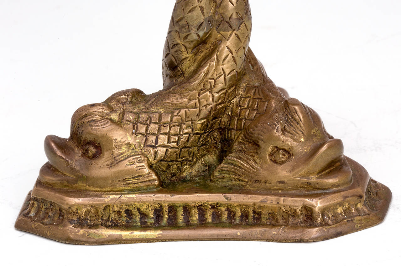 Hand-Crafted Candlesticks,  Bronze Dolphin, Pair For Sale