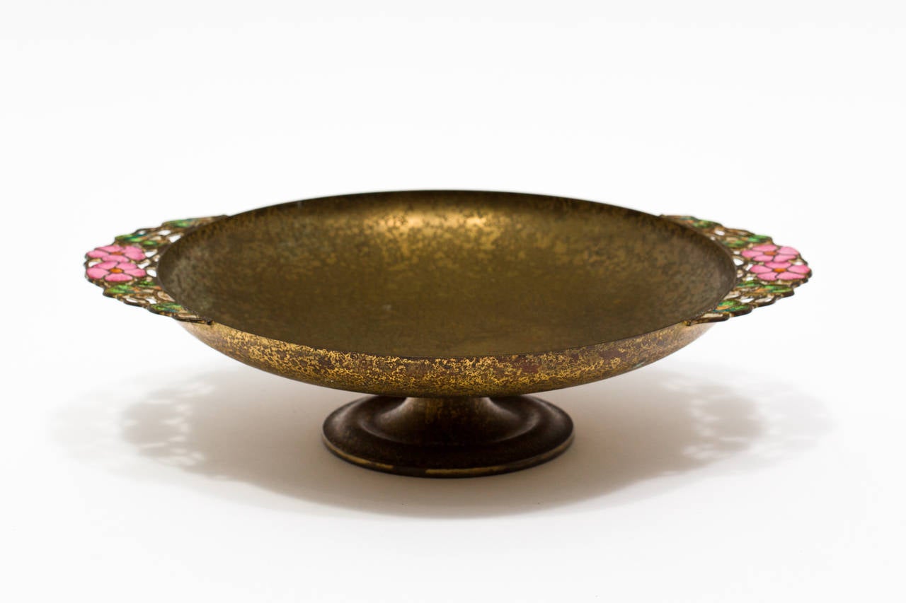 Favrile bronze and enamel tazza by Tiffany Furnaces.