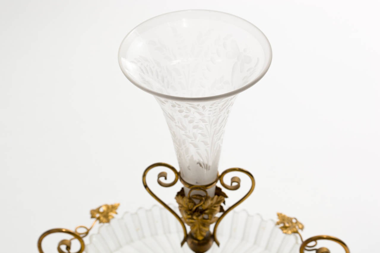 Baccarat Antique Dore Bronze and Glass Apern In Excellent Condition In Tarrytown, NY