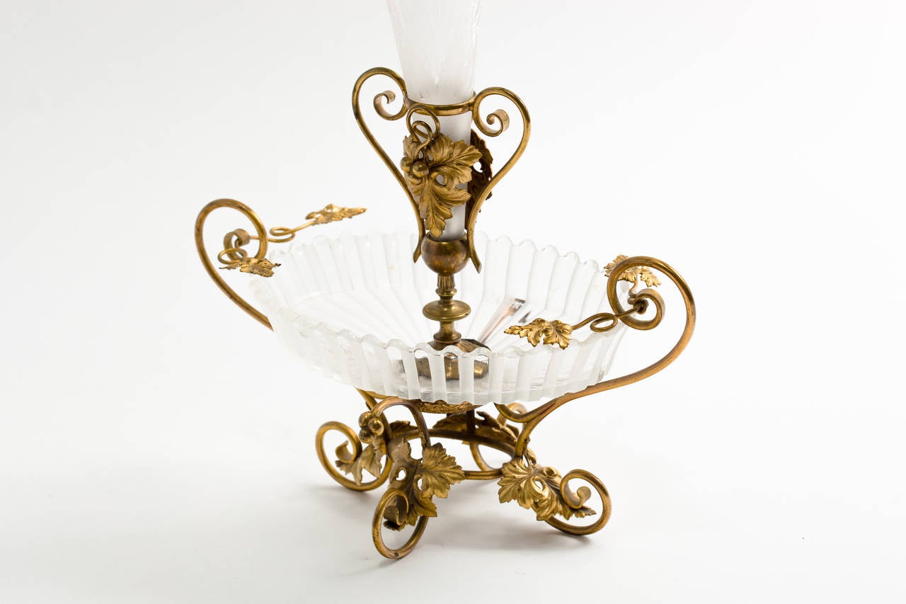 Brass Baccarat Antique Dore Bronze and Glass Apern