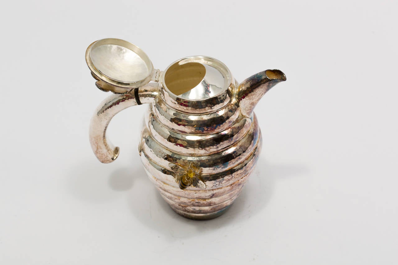 Emilia Castillo Sterling Bumble Bee Hive Teapot In Excellent Condition In Tarrytown, NY