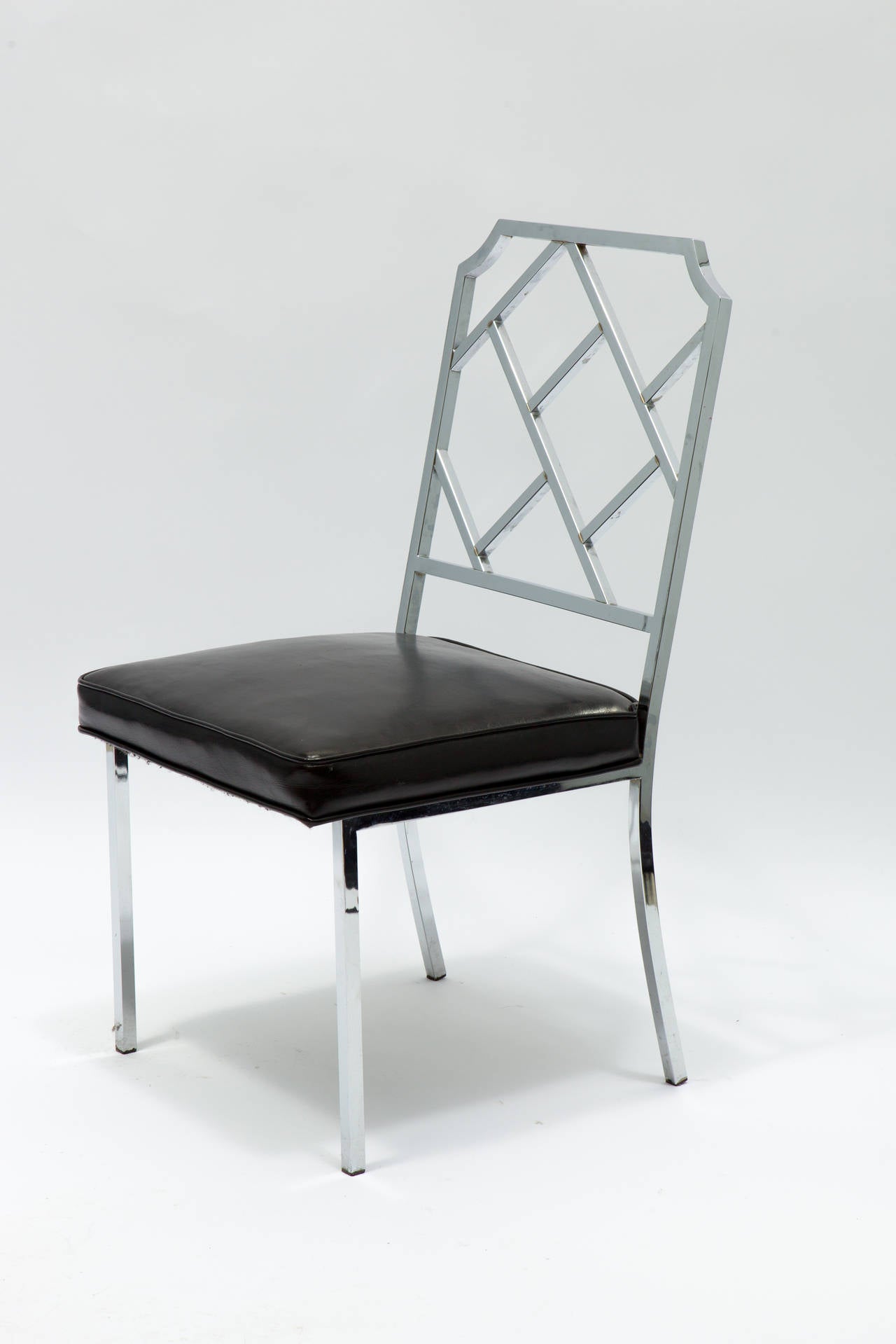 Six Milo Baughman for DIA Chrome Lattice Back Dining Chairs In Good Condition In Tarrytown, NY