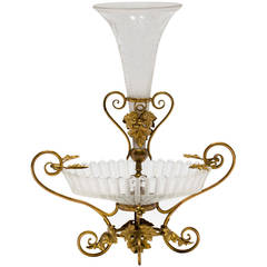 Baccarat Antique Dore Bronze and Glass Apern
