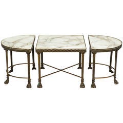 Antique French 1920s Bronze and Marble Classical Cocktail Table