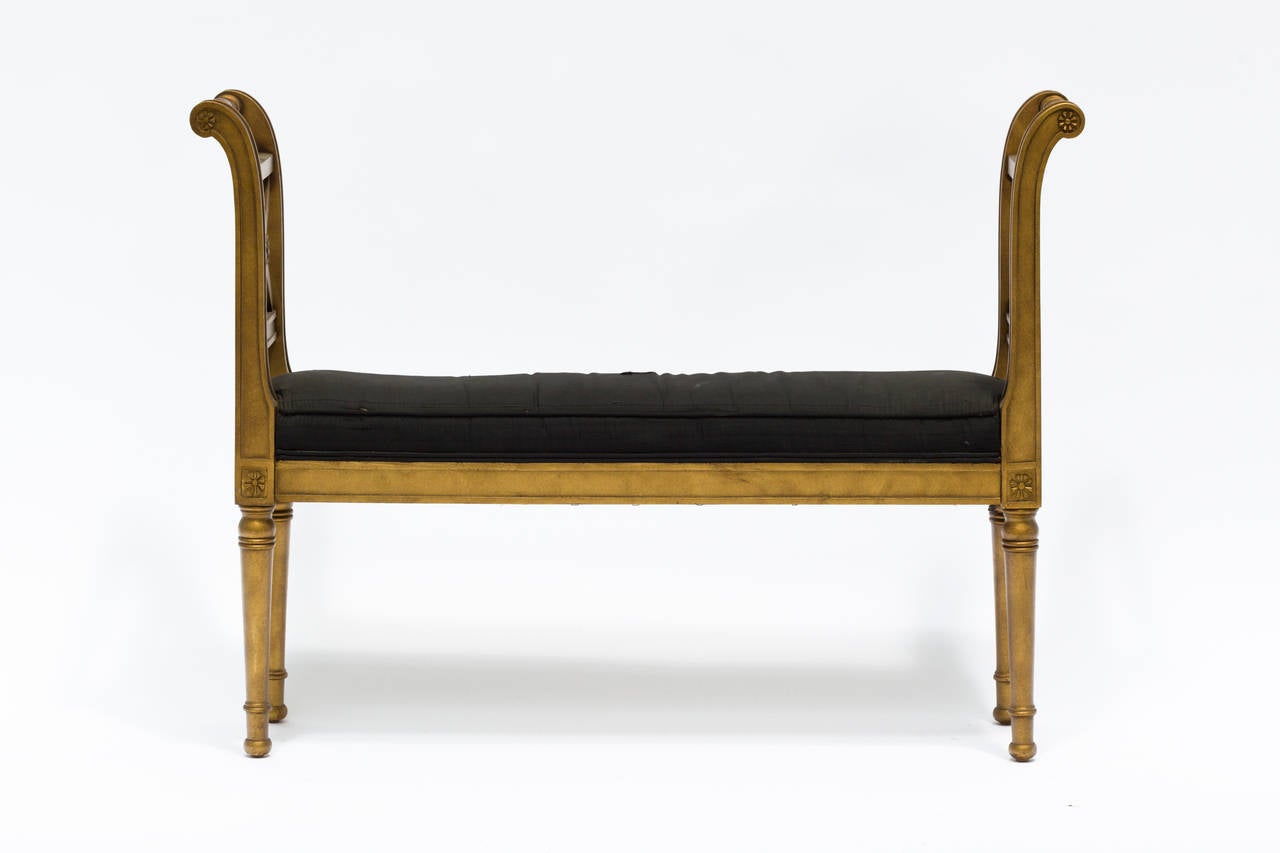 These extremely narrow wood bench will fit anywhere. Both whimsical and elegant.