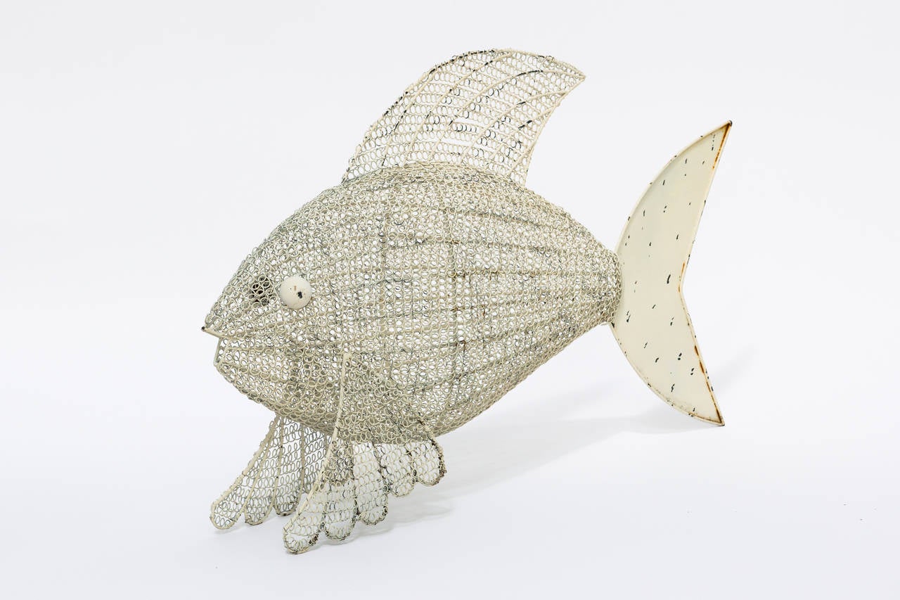 Folk Art 1950s Metal Fish Sculpture