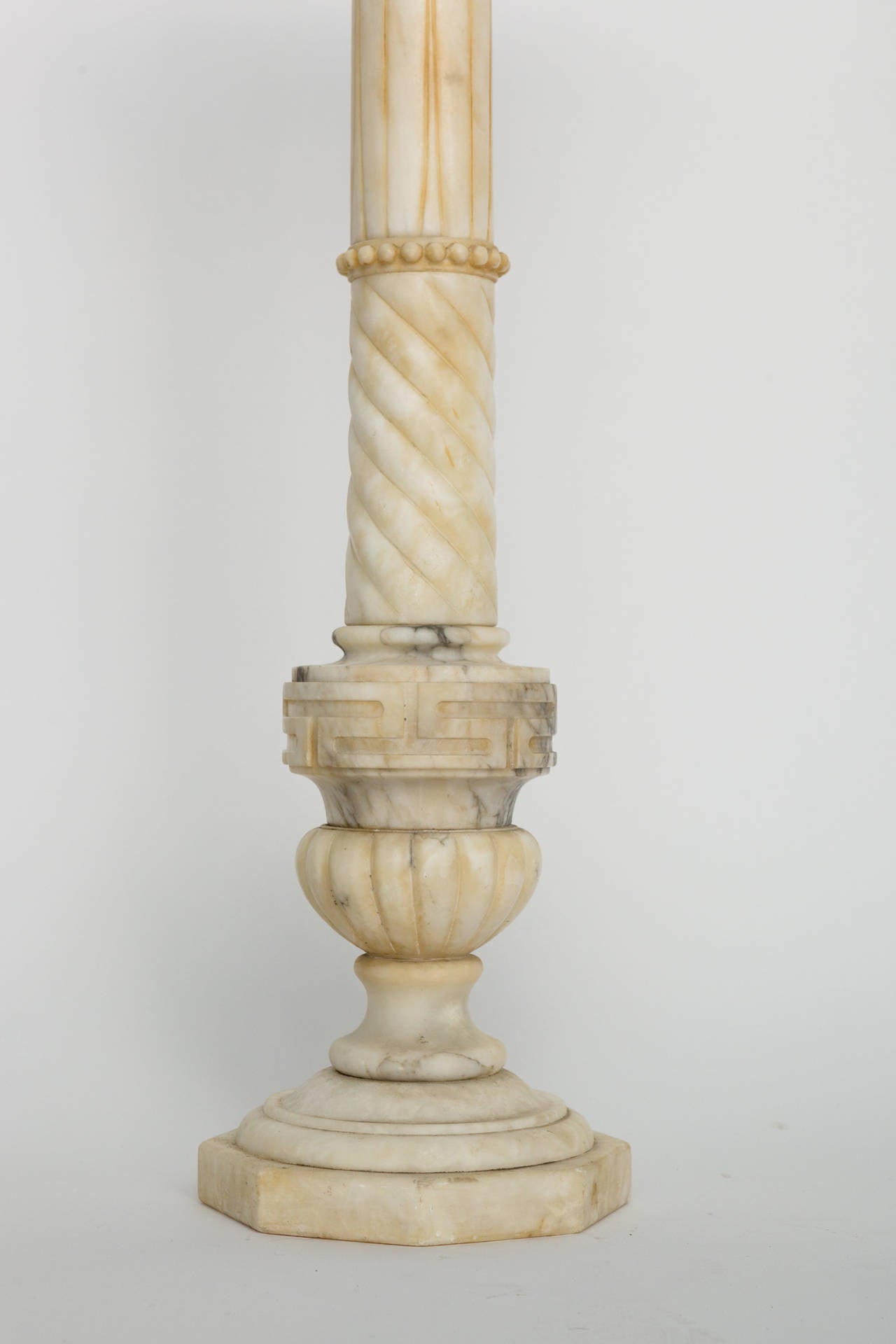 Greek Key Marble Pedestal In Excellent Condition In Tarrytown, NY