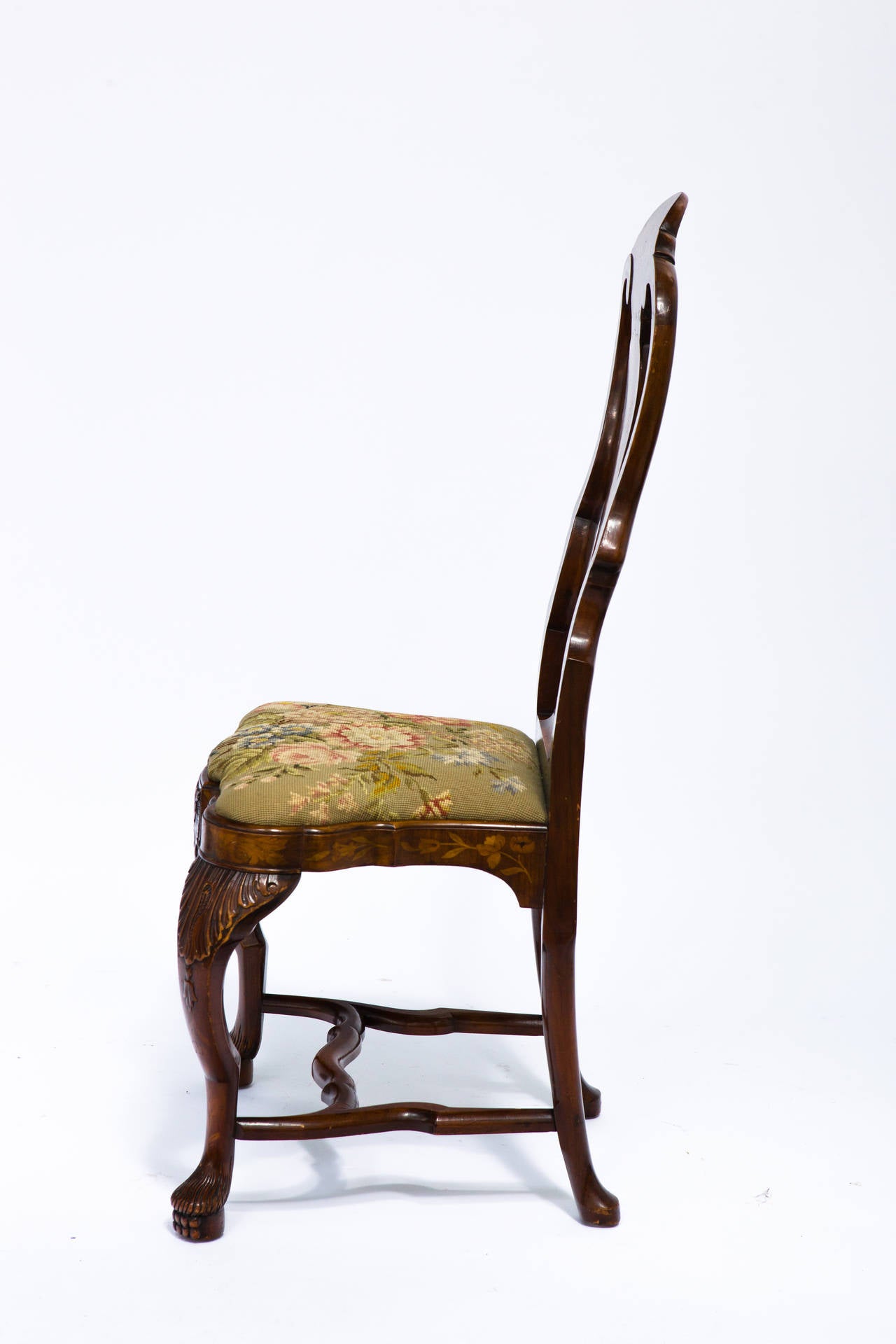 1920s Dutch Marquetry Side Chair In Good Condition In Tarrytown, NY