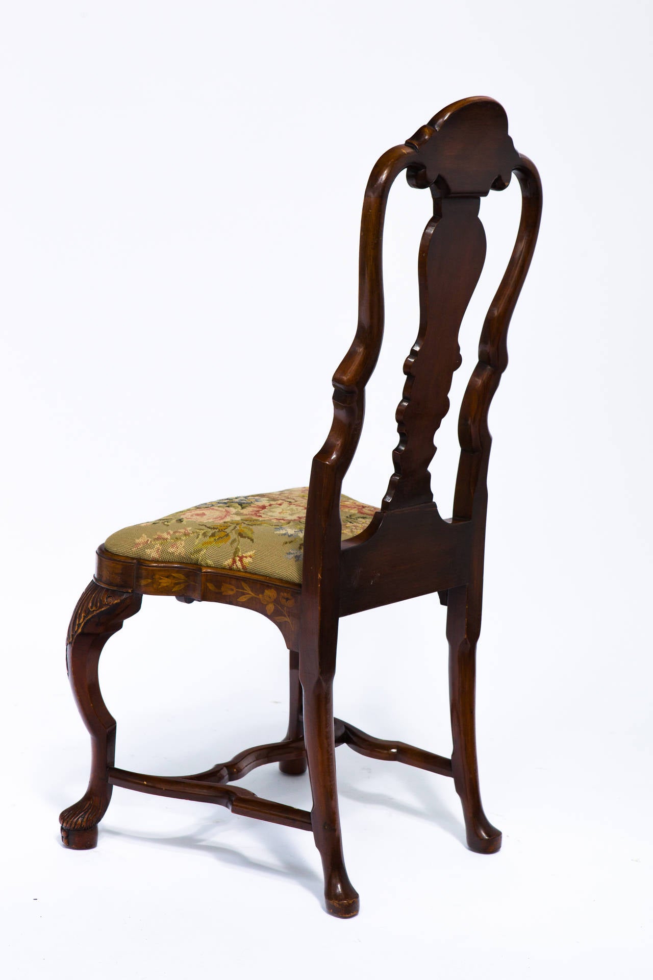 Early 20th Century 1920s Dutch Marquetry Side Chair
