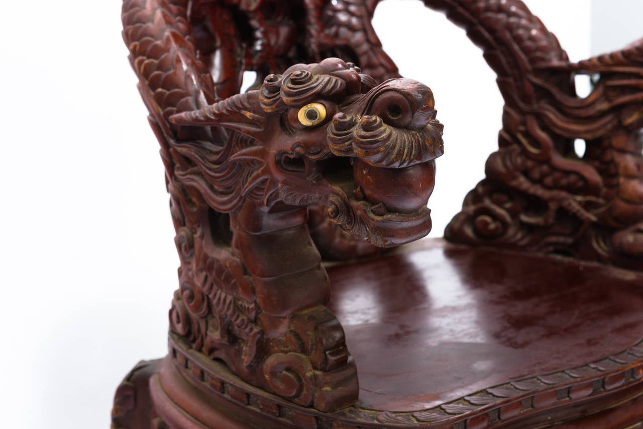 Early 20th Century Carved Japanese Dragon Chair 1