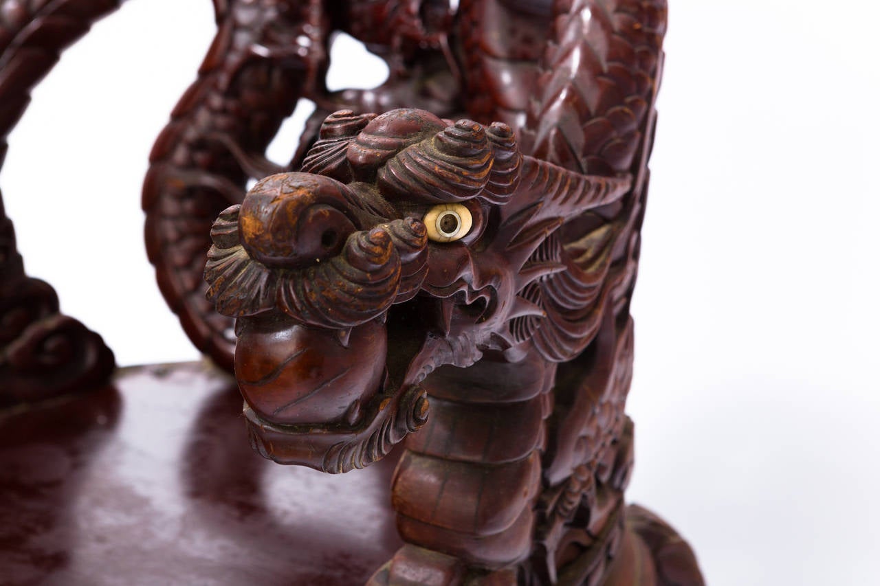 Early 20th Century Carved Japanese Dragon Chair 3