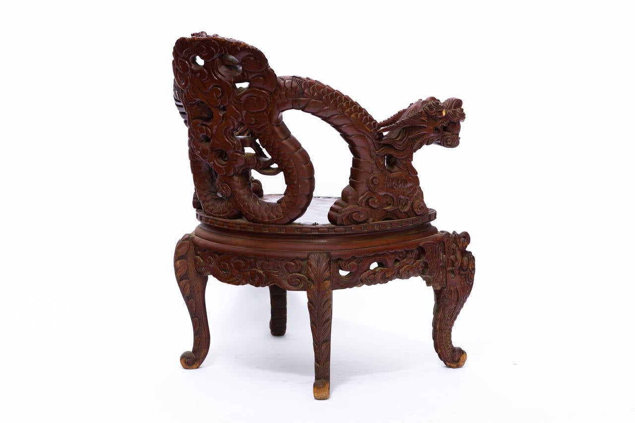 Early 20th Century Carved Japanese Dragon Chair In Good Condition In Tarrytown, NY