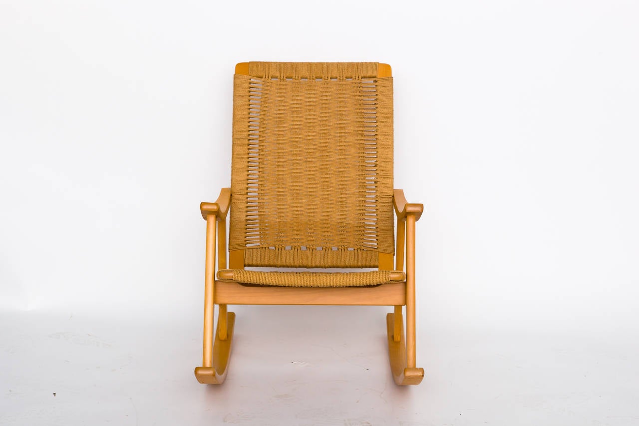 Mid-Century Modern Hans Wegner Style Rope Rocker