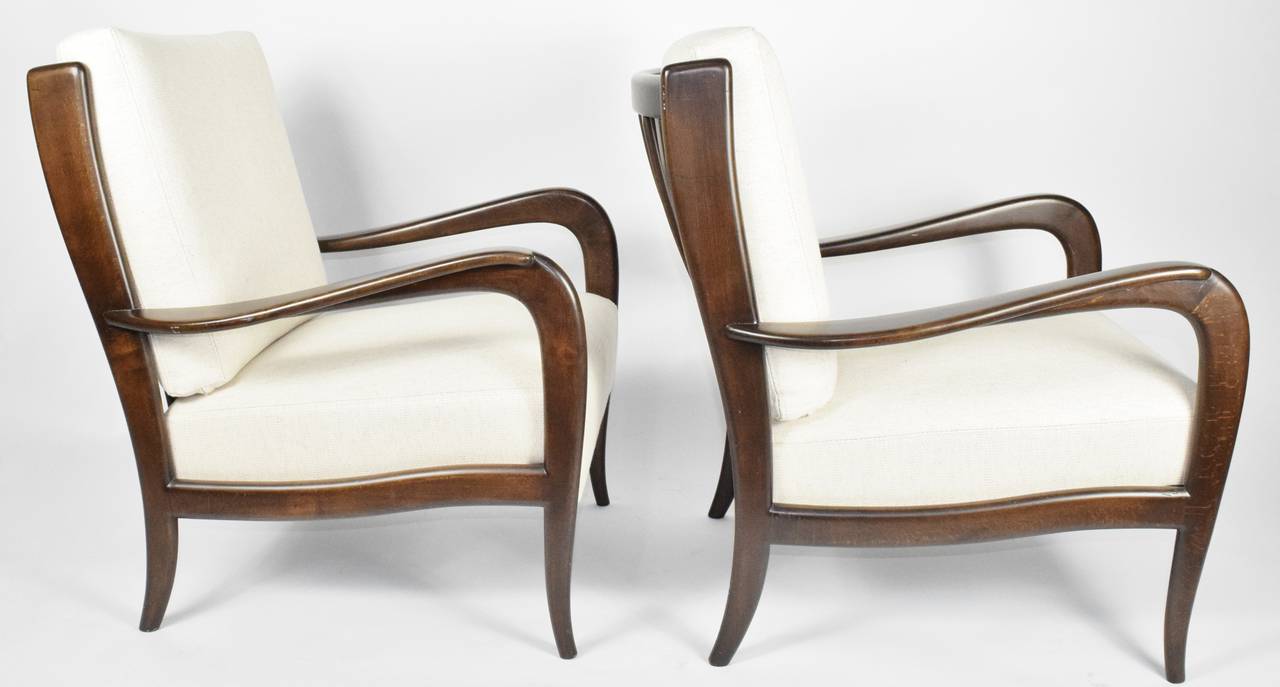 Italian Paolo Buffa Style Lounge Chairs