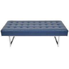 Custom Tufted Bench In Donghia Faux Leather with Chrome Base