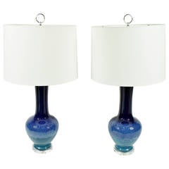 Pair of Royal Haegar Drip Glaze Lamps
