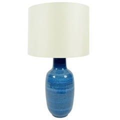 Lee Rosen for Design Technics Pottery Lamp in Vibrant Blue