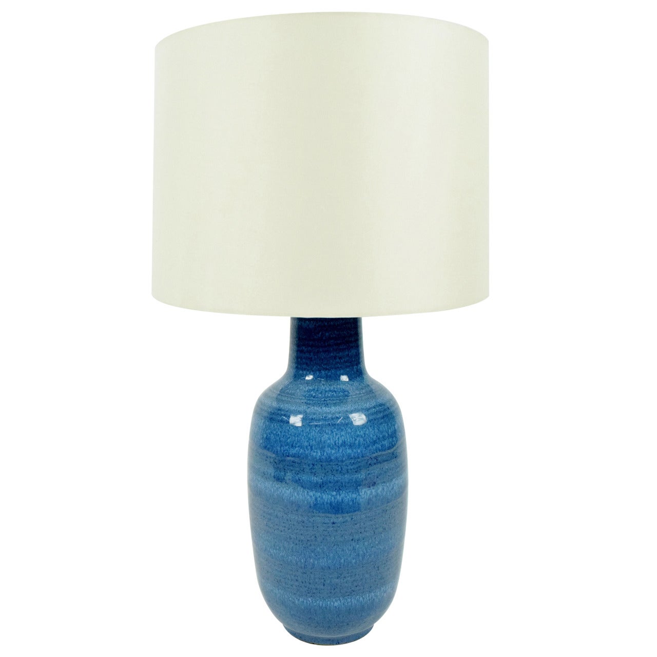 Lee Rosen for Design Technics Pottery Lamp in Vibrant Blue