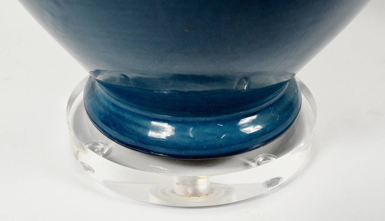 Ceramic Pair of Royal Haegar Drip Glaze Lamps