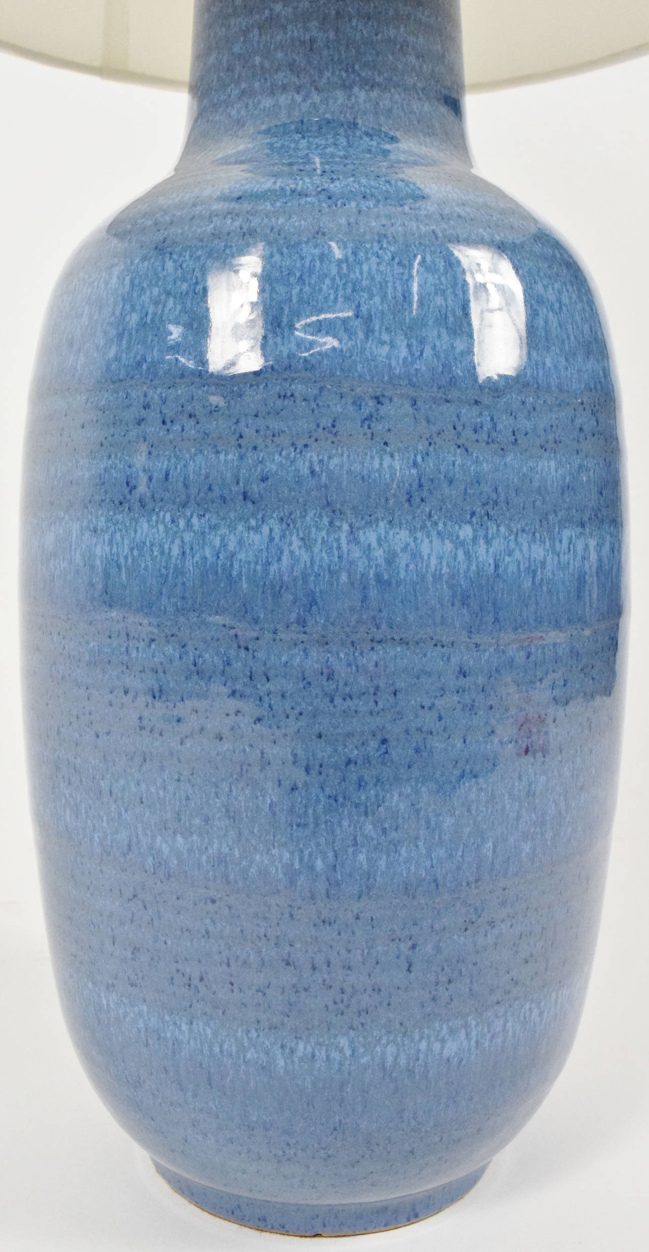 American Lee Rosen for Design Technics Pottery Lamp in Vibrant Blue