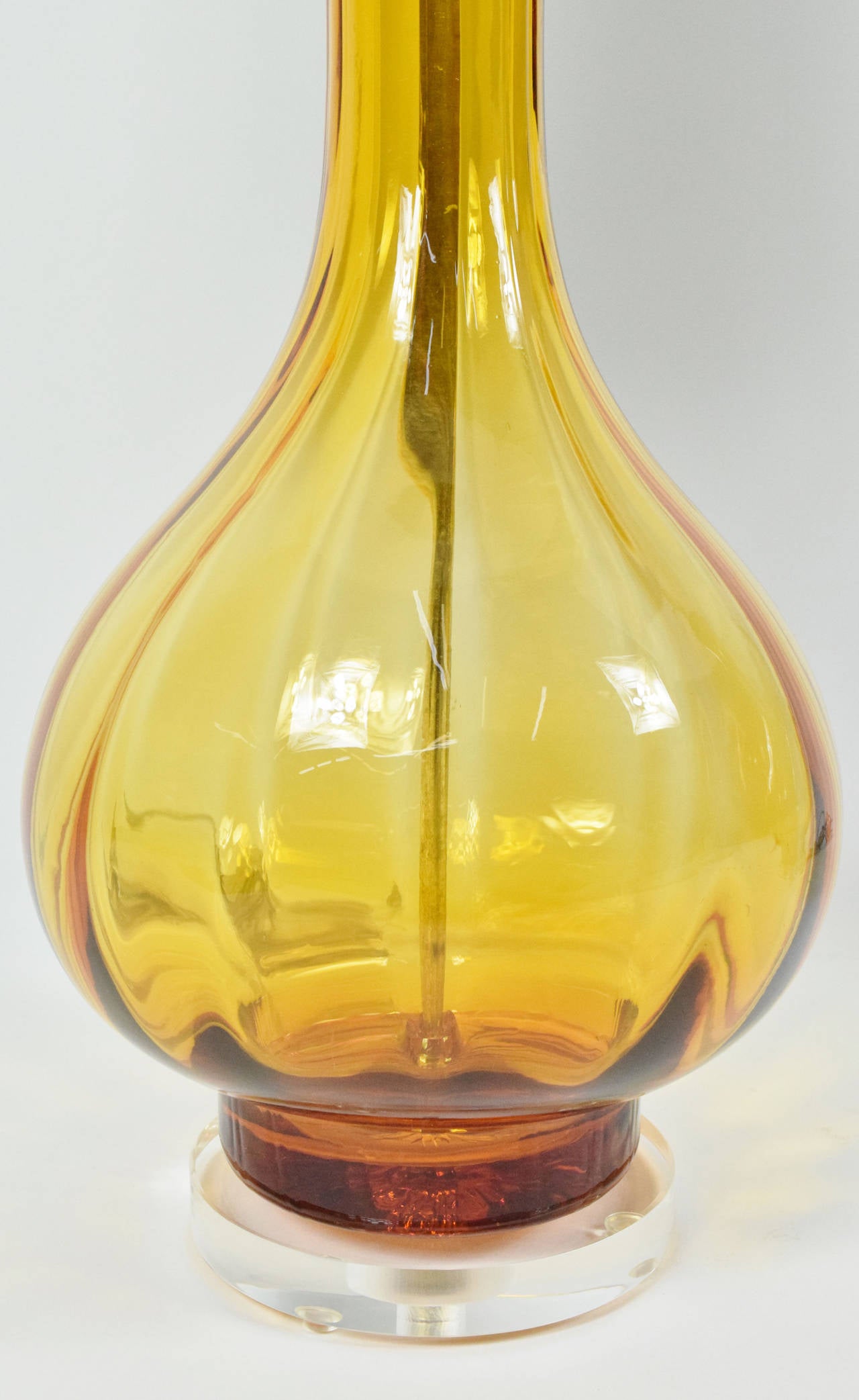 Pair of Empoli Italian Optic Glass Lamps 1