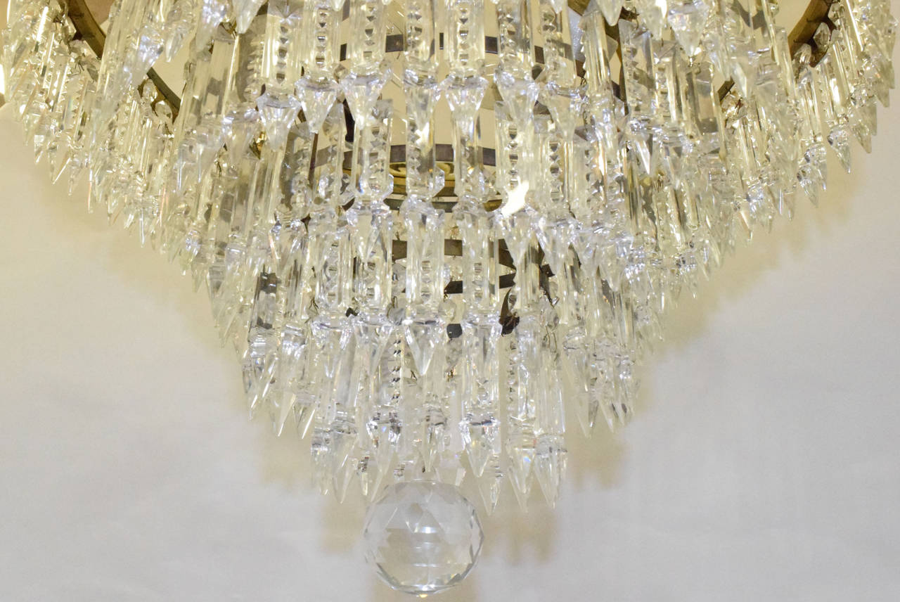 4-Light Bronze Dore' Cage Crystal Chandelier In Excellent Condition In Dallas, TX