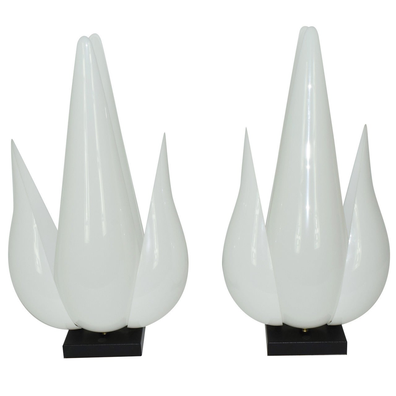 Pair of Large Rougier Floriform Lamps