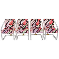 Lion in Frost Lucite Dining Chairs in Chic Fabric