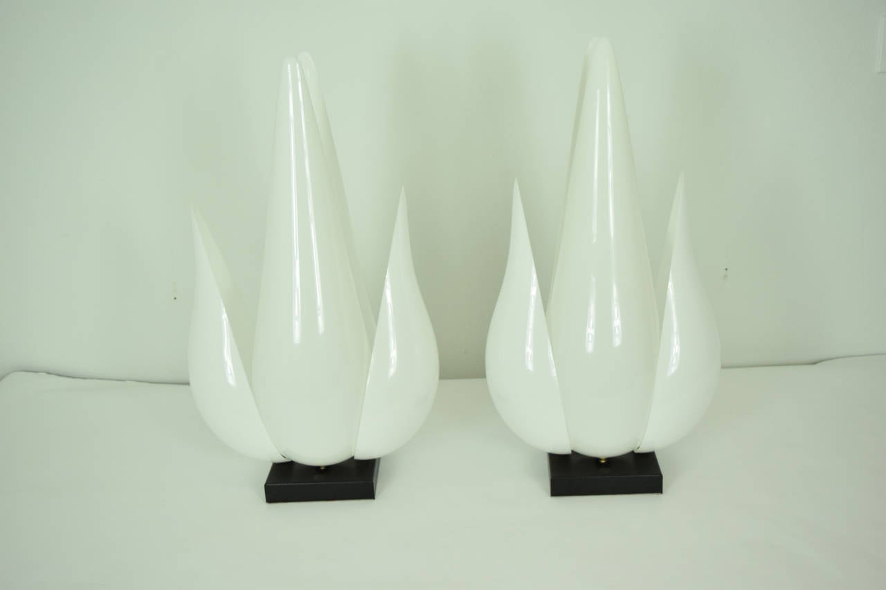 Canadian Pair of Large Rougier Floriform Lamps