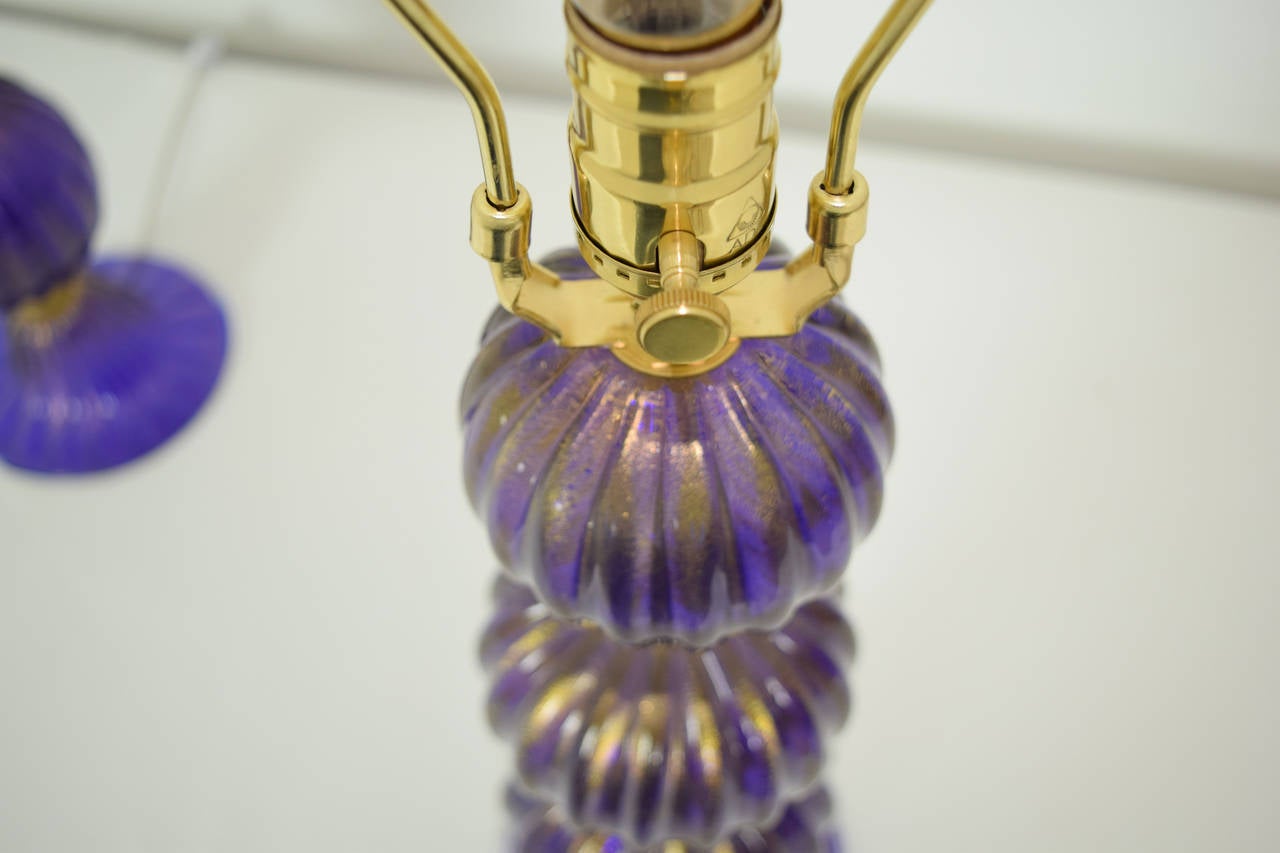 Gold Pair of Purple Murano 