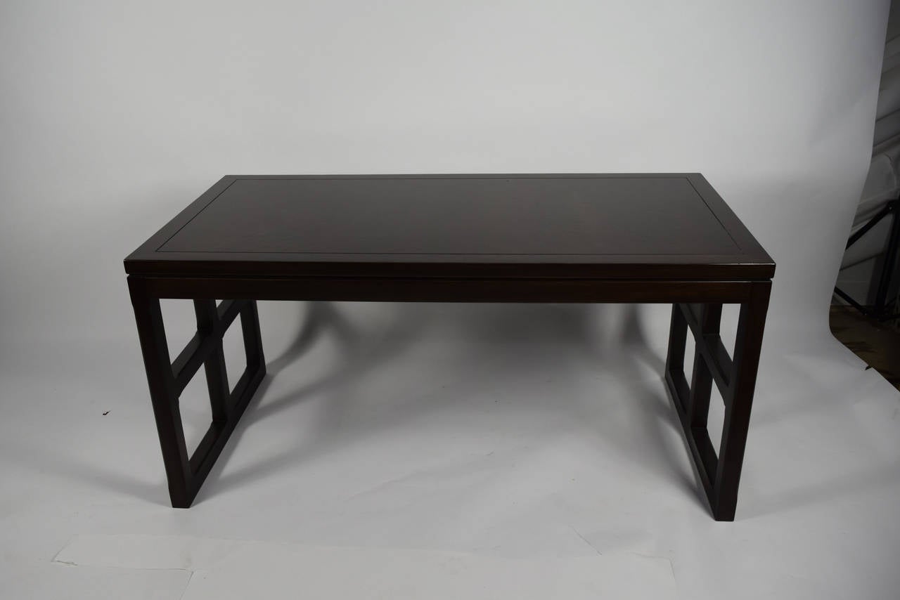 A great table or desk by Drexel refinished in espresso stain.